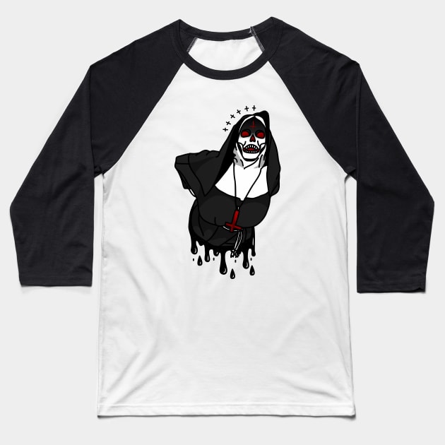 Satanic Nun Sister Of Evil Baseball T-Shirt by sadpanda